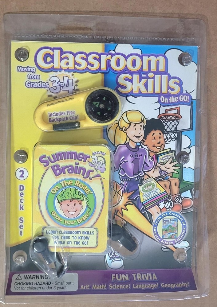 CLASSROOM SKILLS 2 DECK SET SUMMER BRAINS FOR GRADE 3 TO 4 FUN TRIVIA ART MATH .