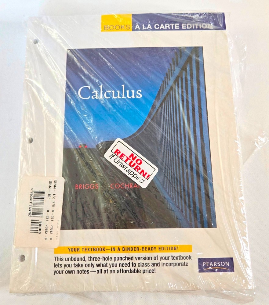 Calculus, A La Carte Edition Pearson Textbook (Looseleaf Pages) Briggs – New