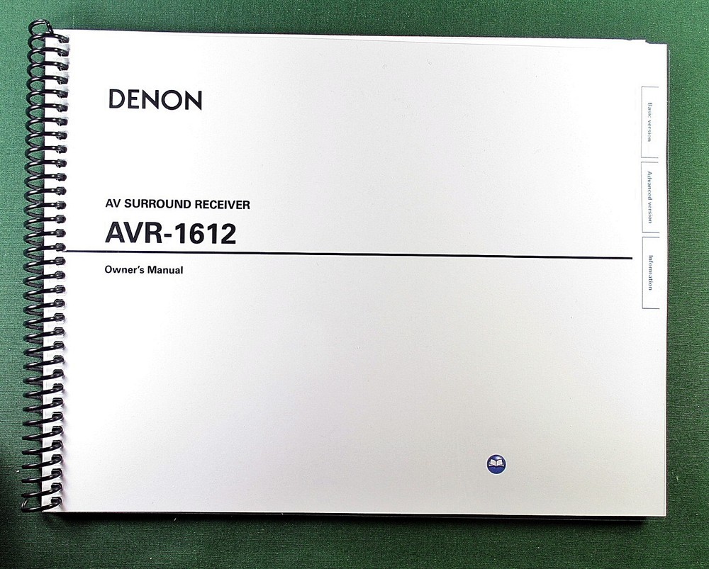 Denon AVR-1612 Instruction Manual: Full Color 102 Pages & Protective Covers!