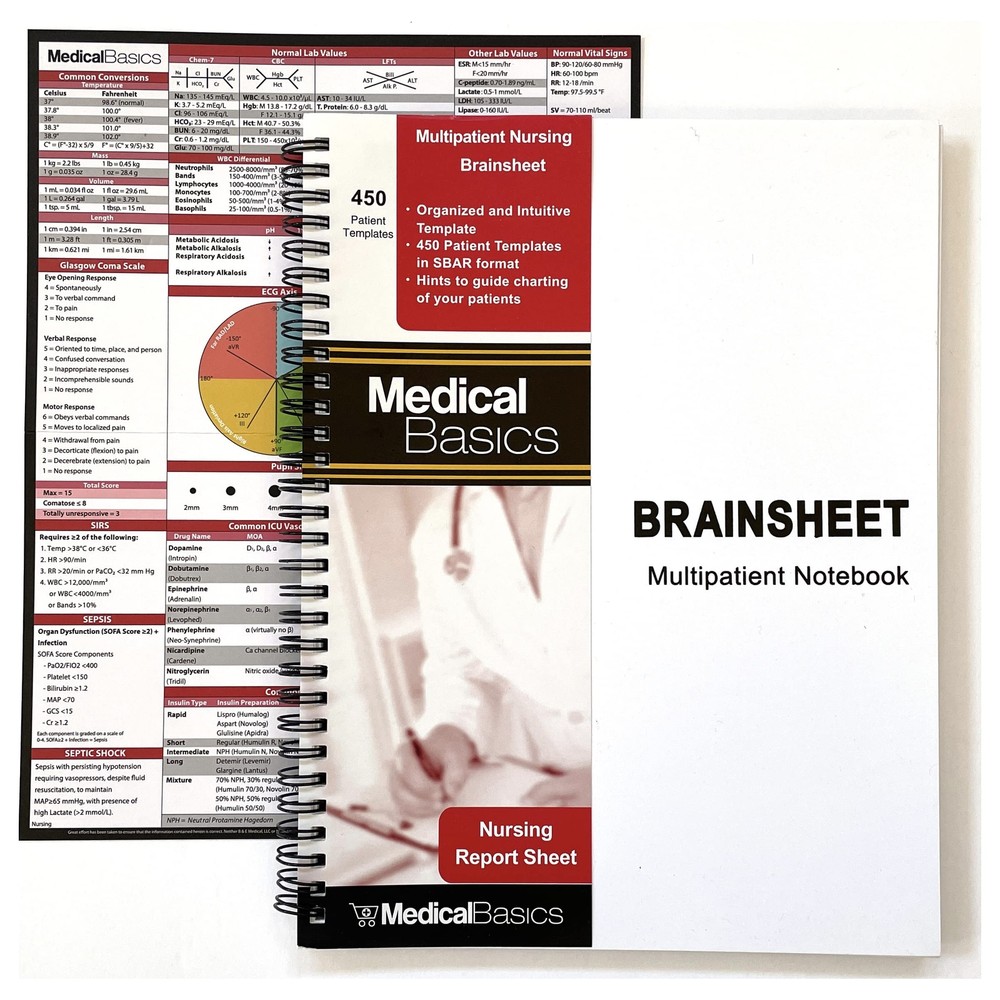 Nursing Brain Sheet Multiple Patient Notebook – Nurse and CNA Report Sheet – …