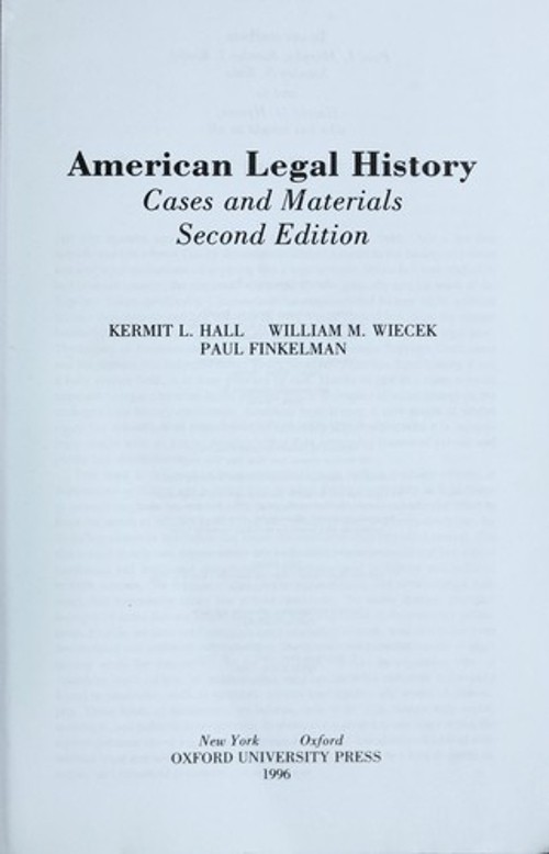 American Legal History : Cases and Materials Paperback
