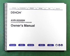 Denon AVR-X2500H Instruction Manual: Full Color 288 Pages & Protective Covers!