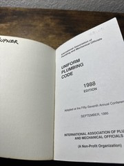 Uniform Plumbing Code 1988 – International Conference of Building Officials