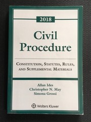 CIVIL PROCEDURE Constitution Statutes Rules & Supplemental Materials 2018 LkNew!