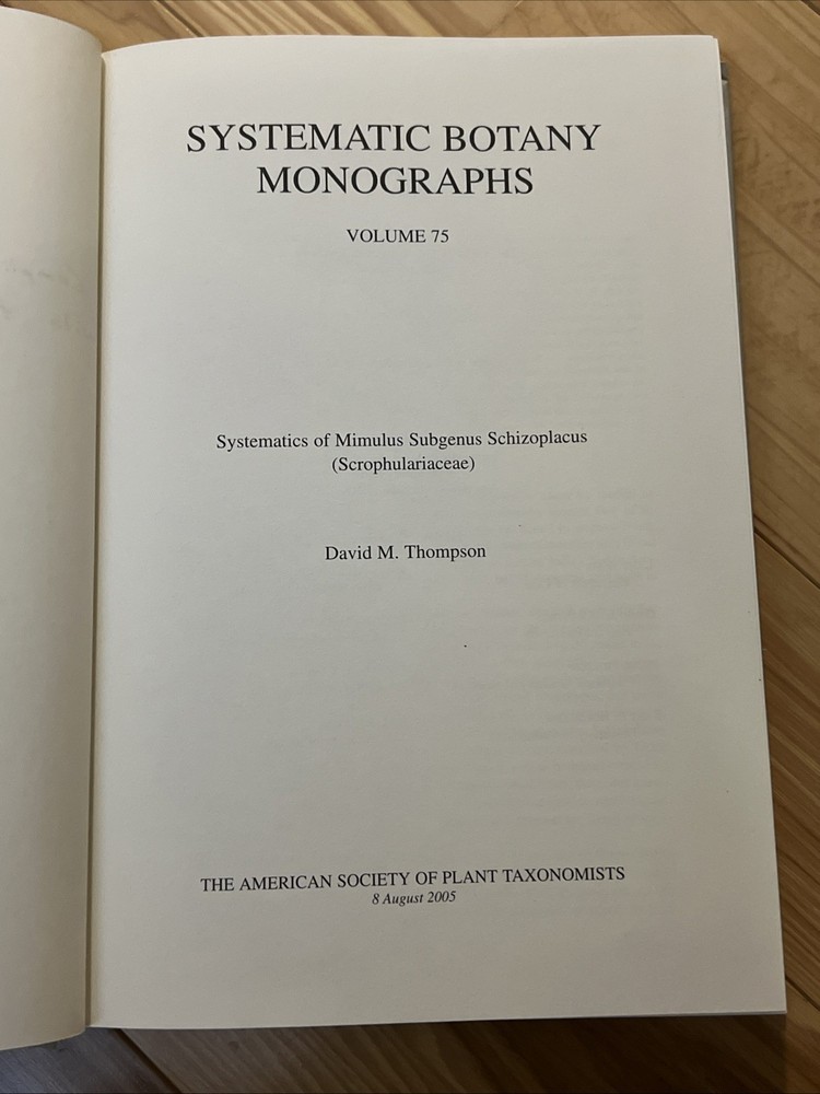 Systematic Botany Monographs Vol 75 Mimulus Revision Botany Flora Hardcover Book