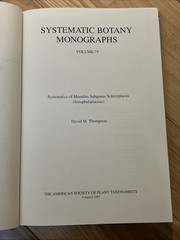 Systematic Botany Monographs Vol 75 Mimulus Revision Botany Flora Hardcover Book