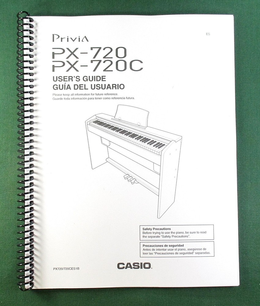 Casio PX-720 PX-720C Instruction Manual: 37 Pages Coil Bound & Clear Covers!