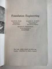 Foundation Engineering by Peck, Hanson Feb. 1959 Edition