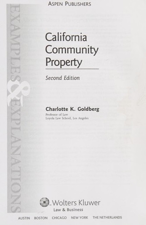 California Community Property Paperback Charlotte K. Goldberg