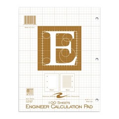ROARING SPRING Engineering Pad, 8.5 x 11, 100 Sheets 15 Buff Paper, 5×5 Print…