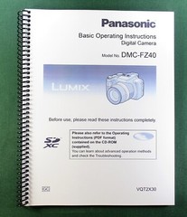 Panasonic Lumix DMC-FZ40 Basic Owner’s Manual: 36 Pages & Protective Covers!