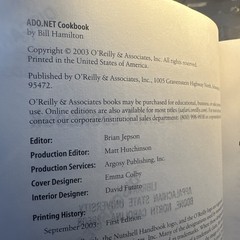 ADO.NET Cookbook by Bill Hamilton O’Reilly Paperback