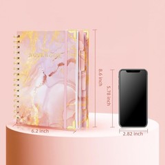 5 Subject A5 Spiral Notebook College Ruled 240 Pages Lined Journal Pink Marble