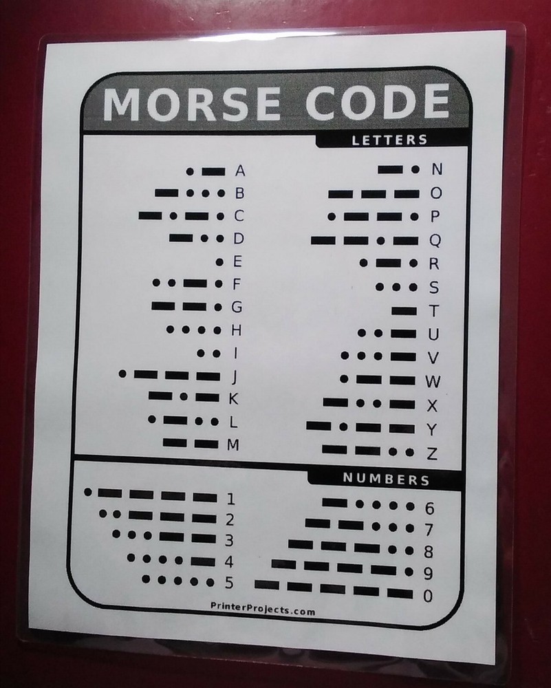 Morse Code Letters & Numbers  Chart  ~ Laminated ~ FREE Shipping