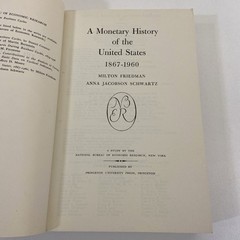 A Monetary History of the United States 1867-1960 Vintage 8th TPB Printing 1990