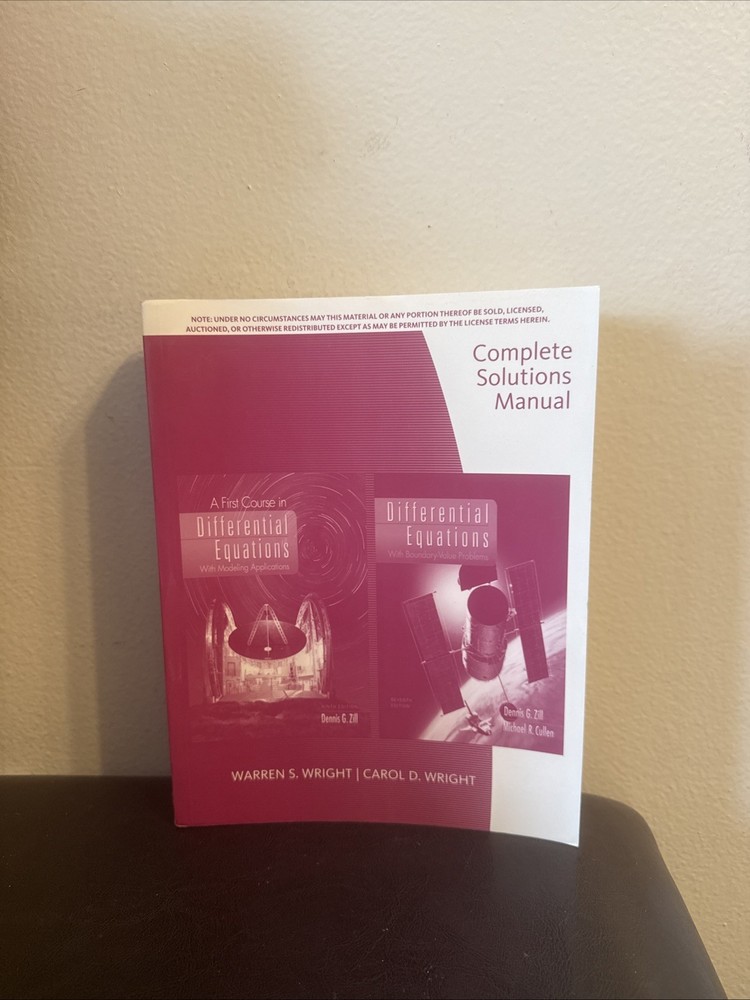Complete Solutions Manual A First Course in Differential Equations, 2 In 1