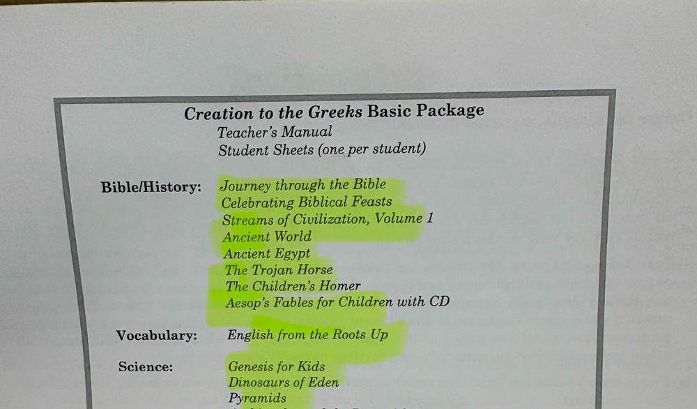 My Father’s World Creation To The Greeks Set, Homeschool Curriculum