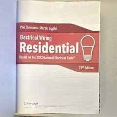 Cengage Electrical Wiring Residential 21st Ed 2023 NEC Paperback Simmons