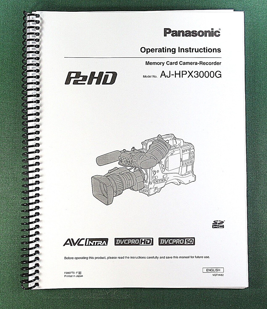 Panasonic P2HD AJ-HPX3000G Instruction Manual: 198 Pages & Protective Covers!