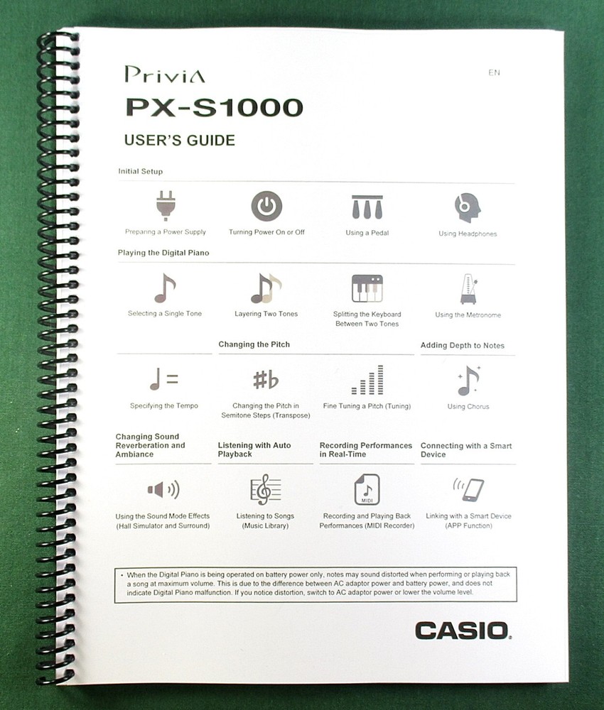 Casio PX-S1000 Instruction Manual: 47 Pages Coil Bound & Protective Covers!