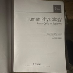 Cengage Human Physiology: From Cells to Systems 9th Ed Paperback 2016 Sherwood