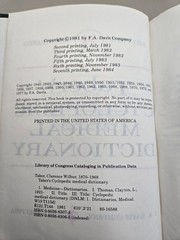 Taber’s Cyclopedic Medical Dictionary – Edition 14 (1981, Hardcover) Like New