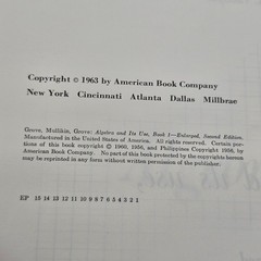 Algebra and Its Use Book 1 Enlarged 1963 HC Second Edition