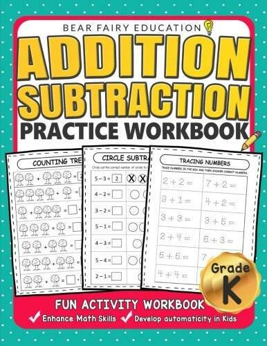 Addition Subtraction Practice Workbook : Kindergarten books, Activity Wo – GOOD