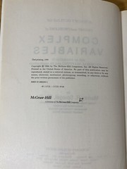 Schaum’s Outline Complex Variables by Murray R. Spiegel