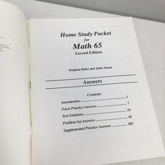 Saxon 65 Math Set 6/5: Textbook Answer Key Test Forms; 2nd Edition; Homeschool