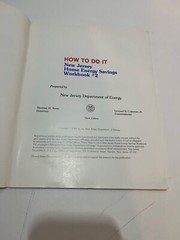 How to Do It: New Jersey Home Energy Savings Workbook #2 Paperback 1984