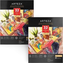 2 Pack Watercolor Sketchbook 32 Sheets Each 9×12 Inch 140lb 300gsm Art Pad