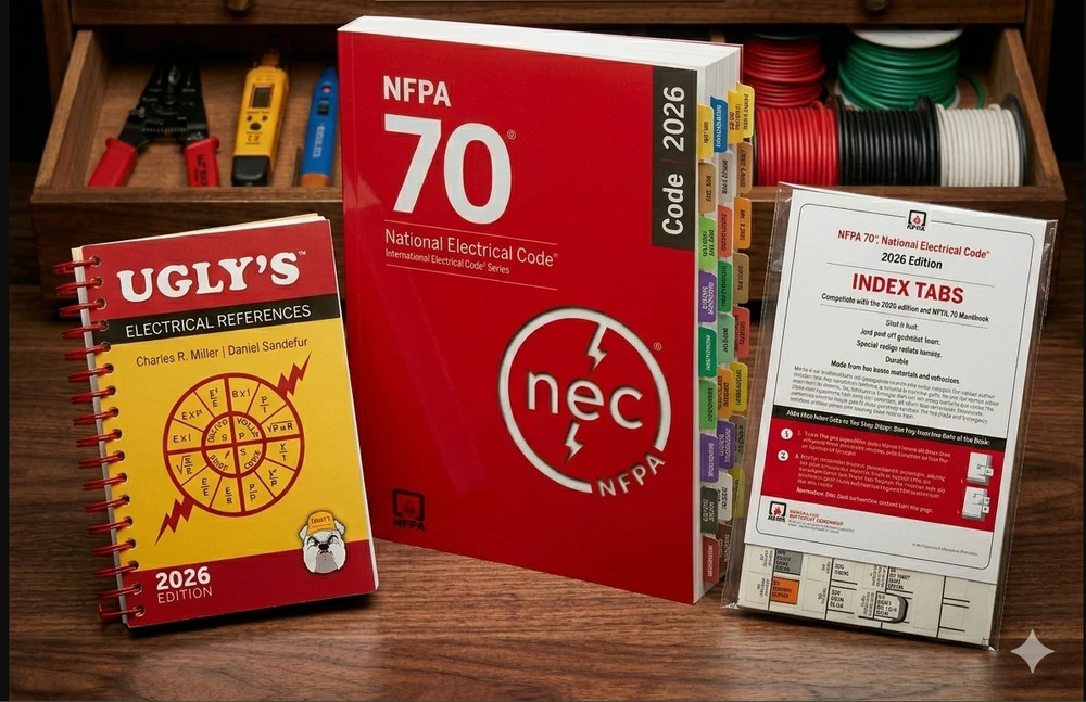 NFPA 70 National Electrical Code 2026 + index tab 26 + ugly electrical 26 Spiral