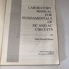 Fundamentals of Dc and Ac Circuits Lab Manual Mark Hazen 1990 Paperback