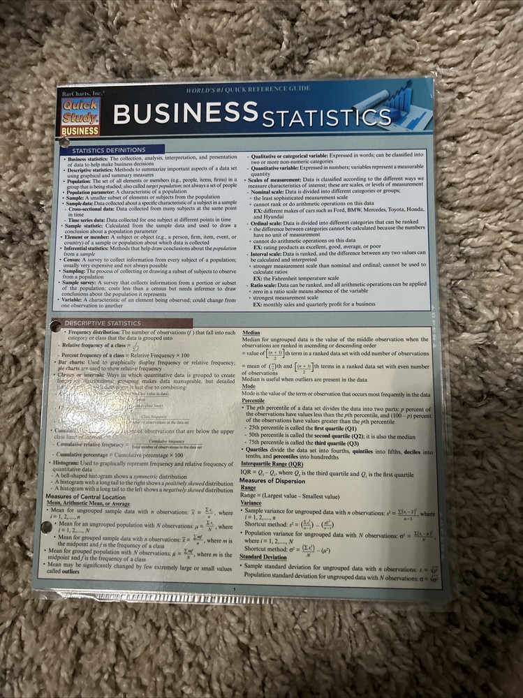 Business Statistics Quick study