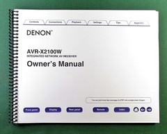 Denon AVR-X2100W Instruction Manual: Full Color 271 Pages & Protective Covers!