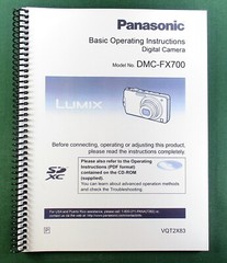 Panasonic Lumix DMC-FX700 Basic Owner’s Manual: 42 Pages & Protective Covers