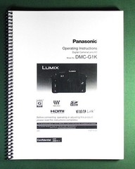 Panasonic DMC-G1K Instruction Manual: w/ Protective Covers!