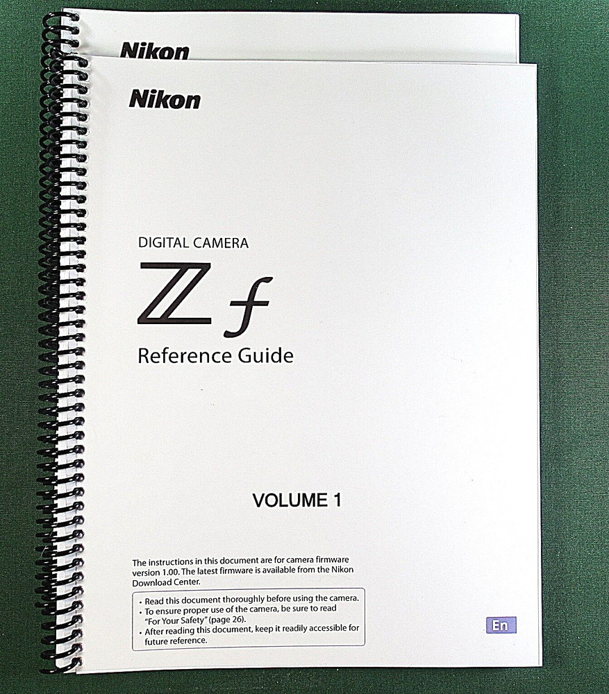 Nikon ZF Reference Manual: Two Volume 900 Pages Full Color & Protective Covers!