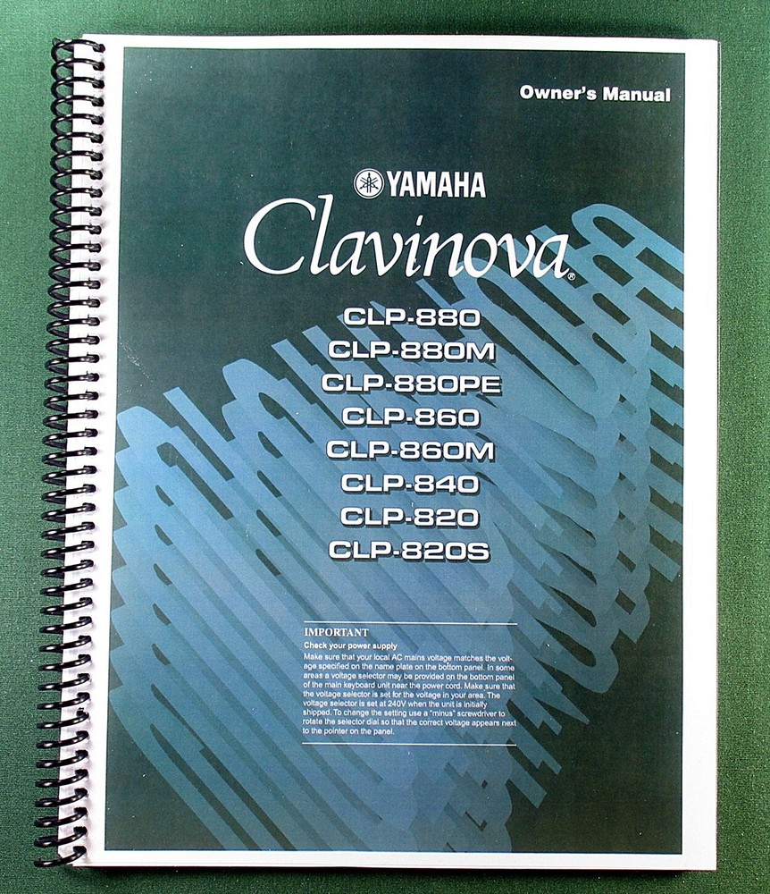 Yamaha CLP-880 860 840 820 Instruction Manual: 72 Pages & Protective Covers!