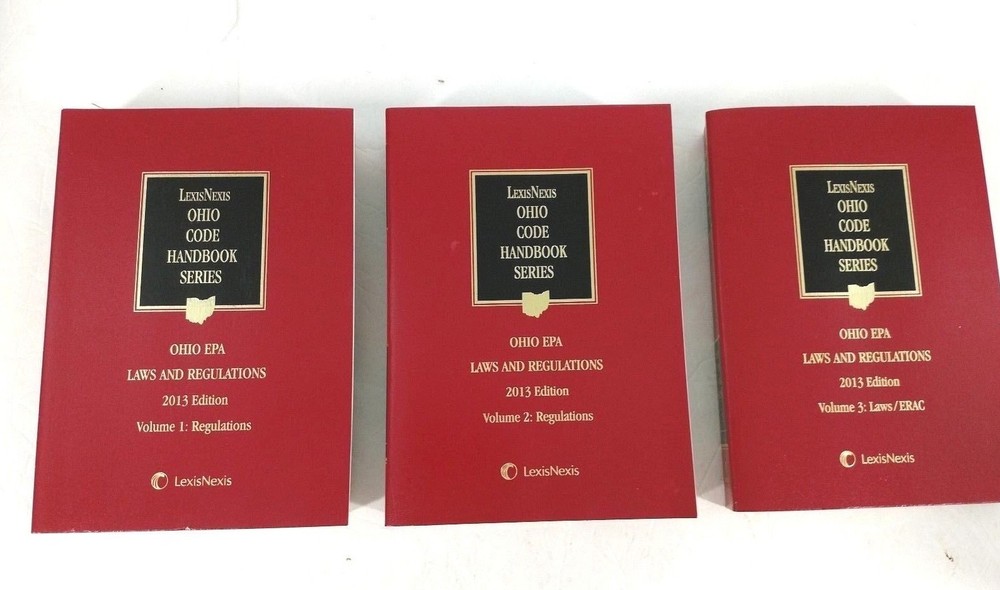 Lexis Nexis Ohio Code Handbooks EPA 2013 Volumes 1 2 3 Set Book Lot Law