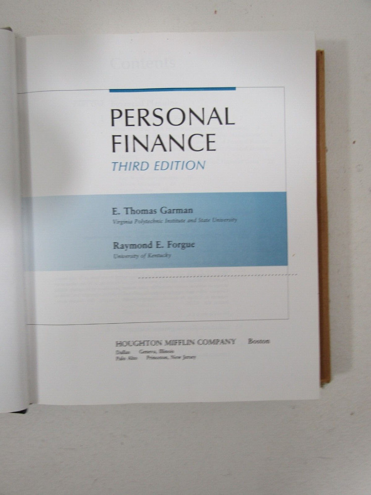 Personal Finance 3rd Edition E. Thomas Garman Raymond Forgue 1990 Hardcover Book
