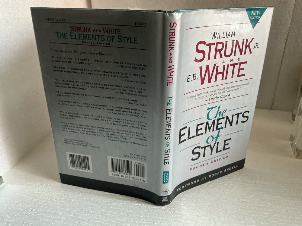 The Elements of Style by Strunk & White 2000 Hardcover VG