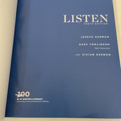Listen 10th Edition 2023 TPB Joseph Kerman & Gary Tomlinson Norton Company VGC