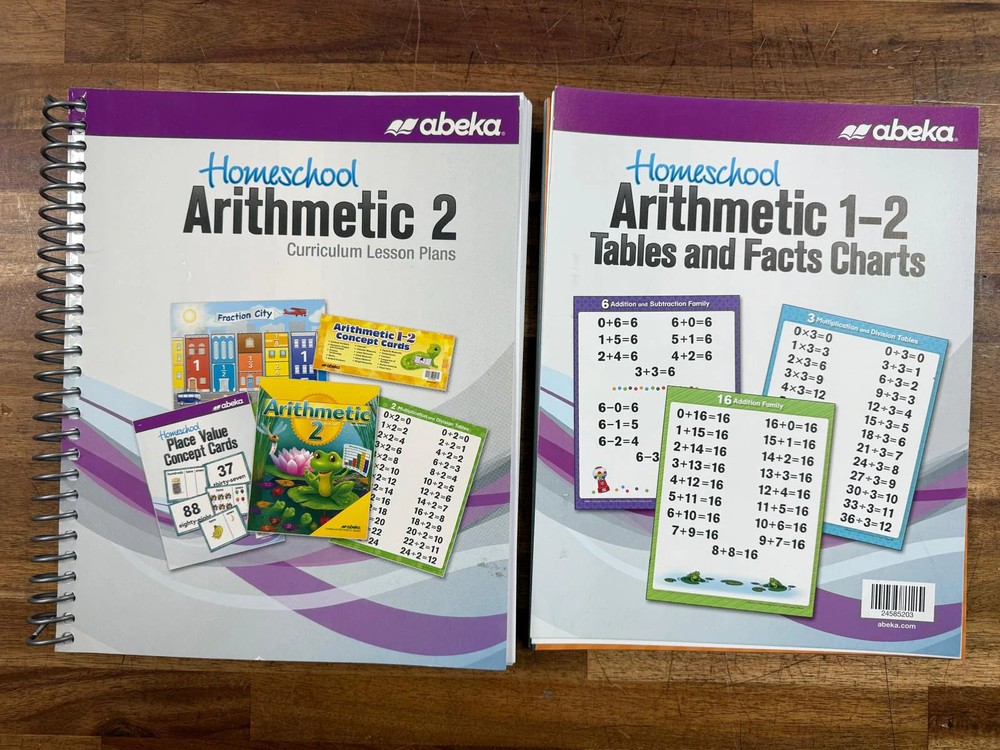 Abeka Arithmetic 2 SET Curric Lesson Plans & Facts Charts (VG)