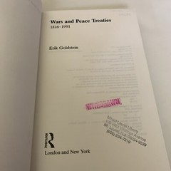 Wars and Peace Treaties: 1816 to 1991 by Erik Goldstein (English) Hardcover Book