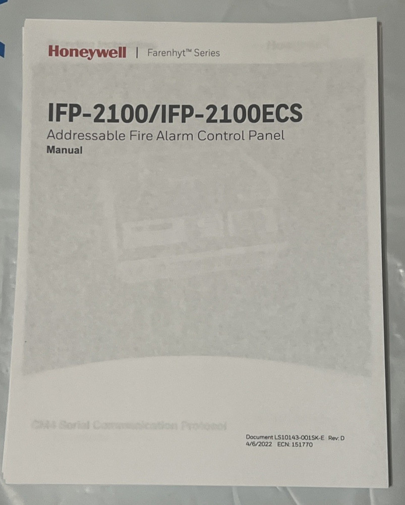 HONEYWELL FARENHYT IFP-2100 & IFP-2100ECS MANUAL DOC LS101143-001SK-E REV D