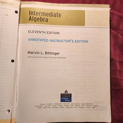 Annotated INSTRUCTOR’S 11TH EDITION Intermediate Algebra Bittinger W/ Answers