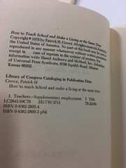 How to Teach School and Make a Living at the Same Time Patrick Crowe 1978