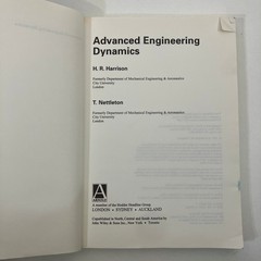 Advanced Engineering Dynamics by HR Harrison & Nettleton Arnold 1997 TPB
